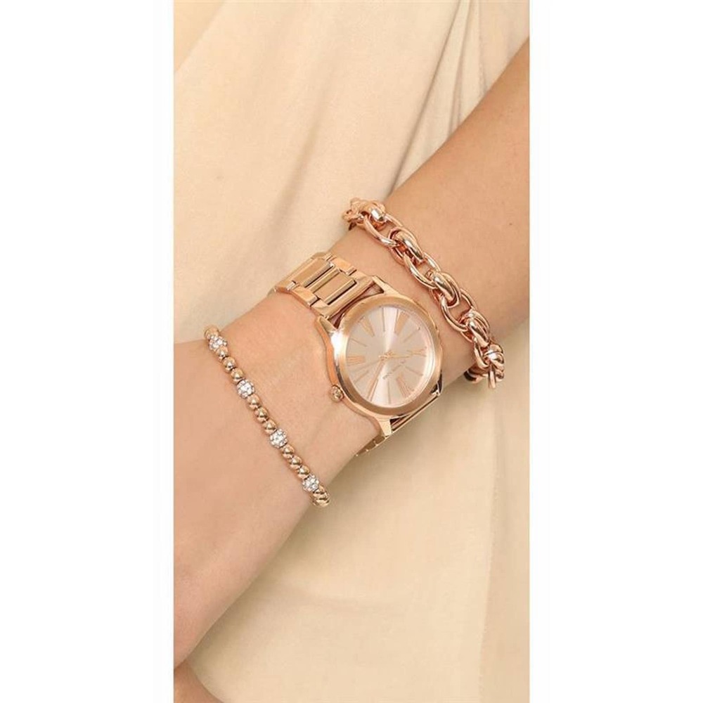 Michael Kors HARTMAN Rose Gold-Tone SS Bracelet Watch MK3491 New $225 - Picture 3 of 7